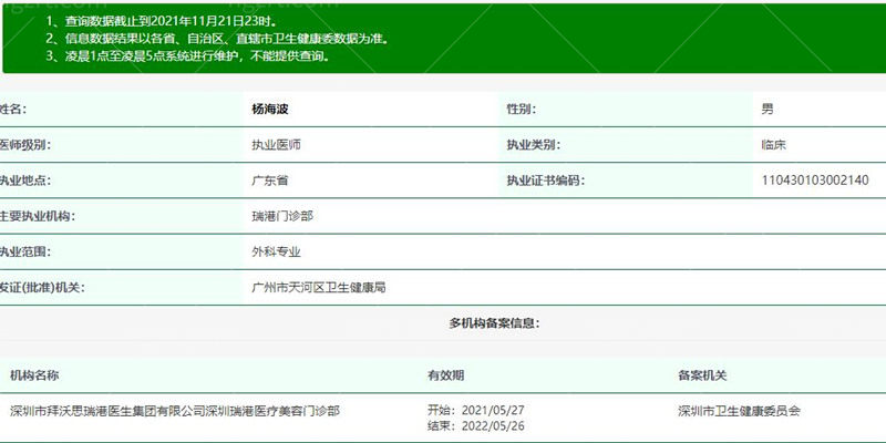 深圳瑞港医疗美容杨海波