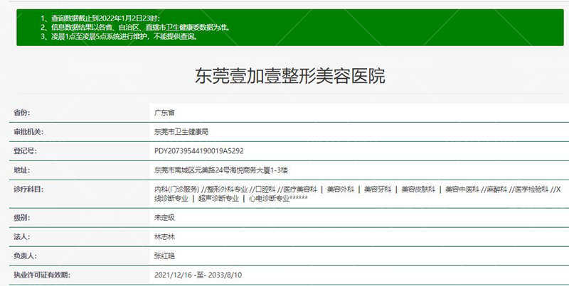 东莞壹加壹医疗美容整形医院