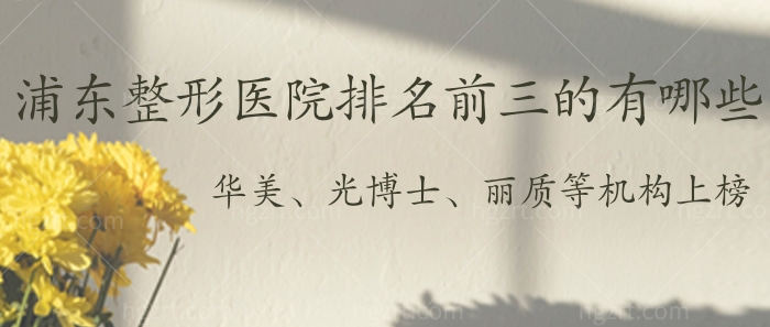浦东整形医院排名前三的有哪些？华美、光博士、丽质等正规整形机构上榜！
