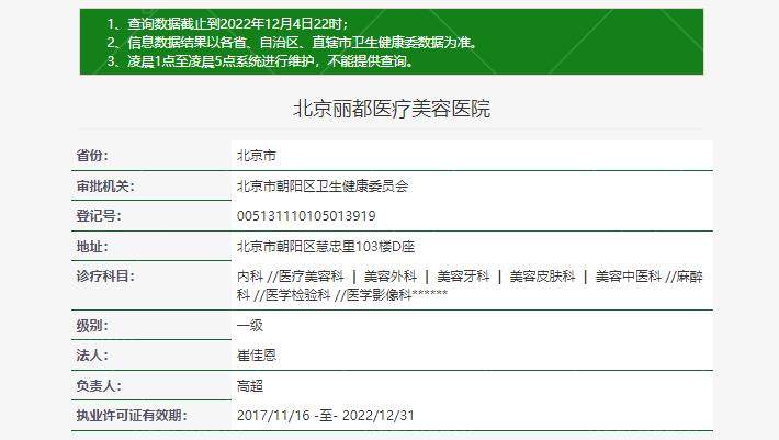 北京米兰柏羽丽都医疗美容医院资质