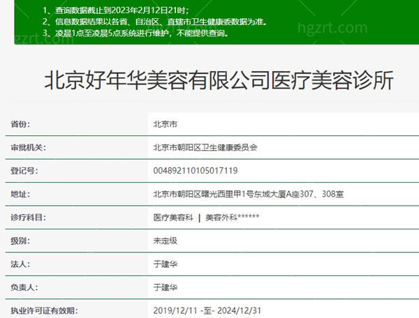 北京好年华医疗美容卫健委资料