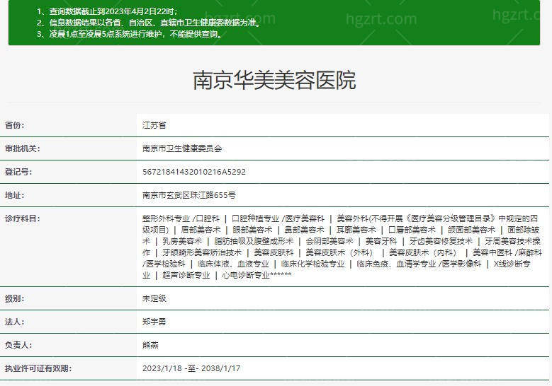 南京华美整形美容医院执业许可证图片