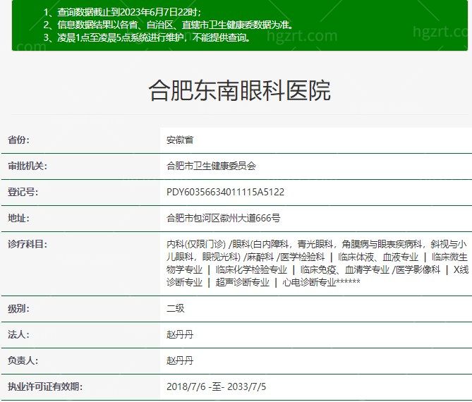 合肥东南眼科医院资质