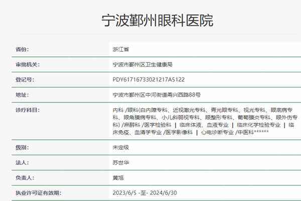 宁波鄞州眼科医院资质