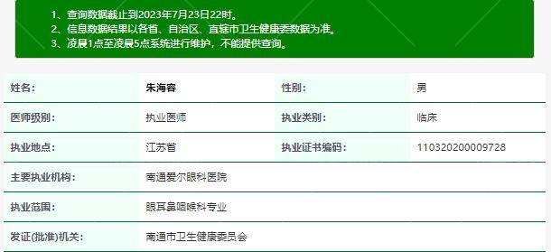 南通爱尔眼科医院朱海容医生资质