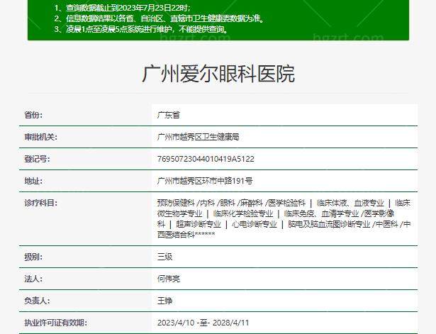广州爱尔眼科正规资质