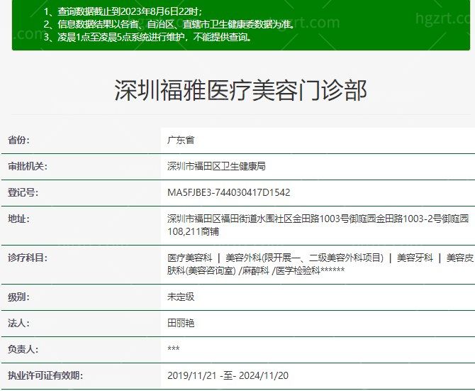 深圳福雅医疗美容资质