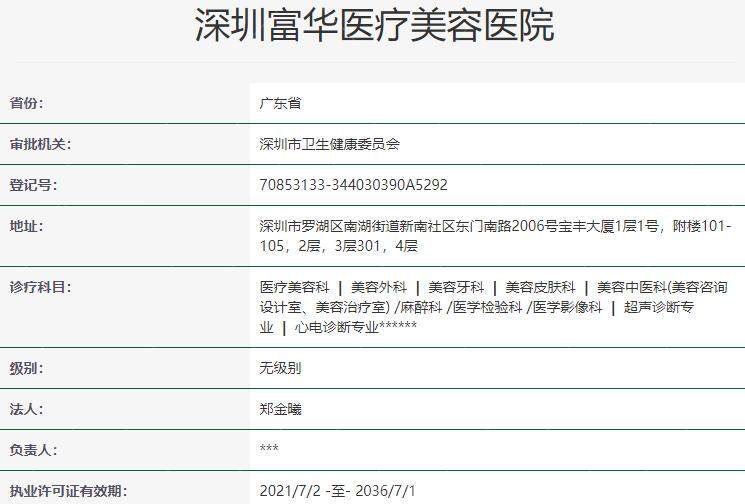 深圳富华医疗美容医院资质