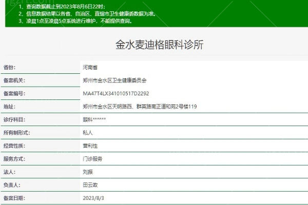 郑州麦迪格眼科诊所正规资质