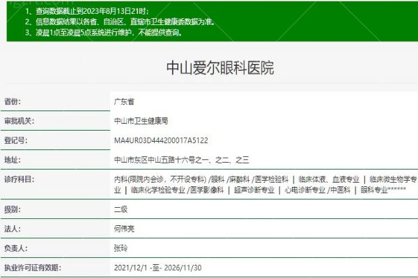 中山爱尔眼科医院正规资质