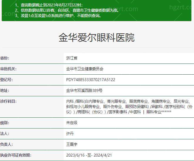 金华爱尔眼科医院资质