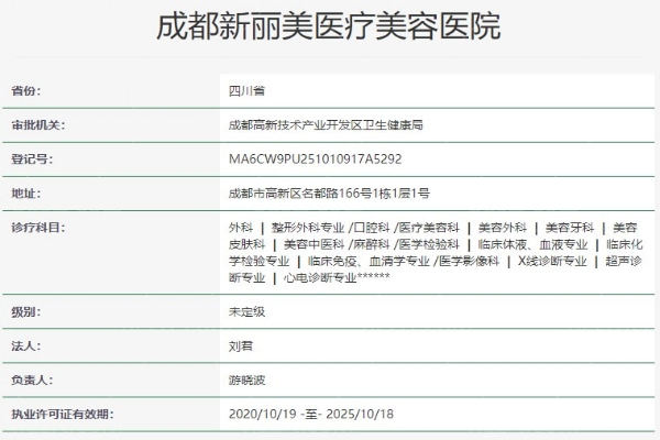 成都新丽美整形医院正规吗