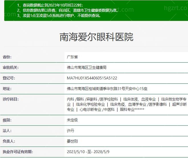 南海爱尔眼科医院资质