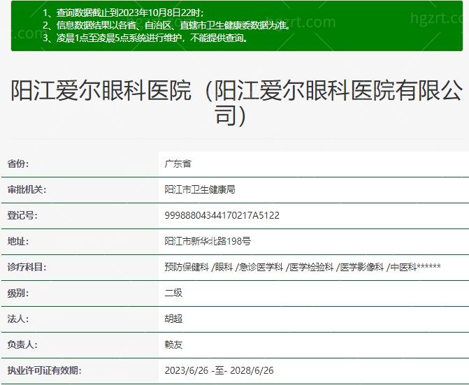 阳江爱尔眼科医院资质