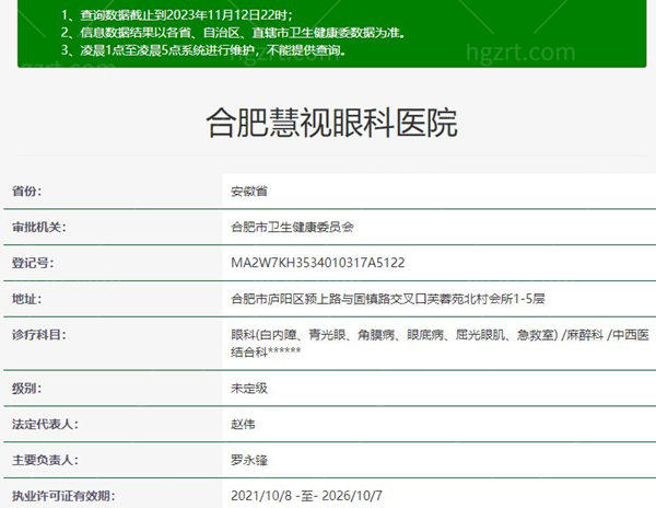 合肥慧视眼科资质