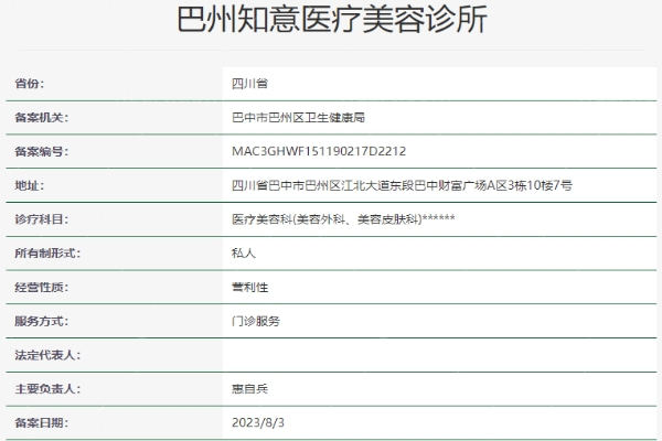 巴中知意整形医院资质正规