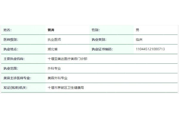 曾涛医生资质信息