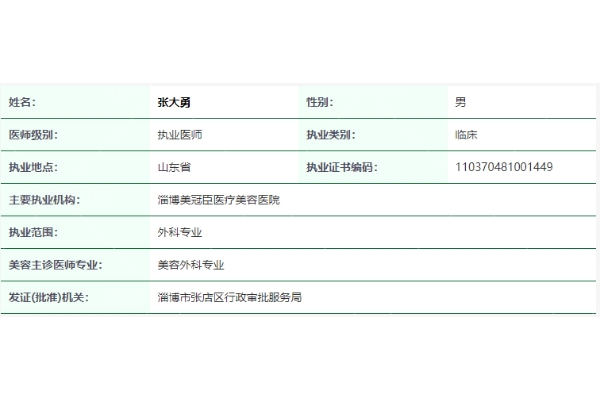 张大勇医生资质信息