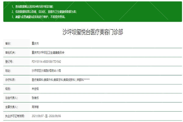 1716954507重庆玺悦台医疗美容医院资质信息