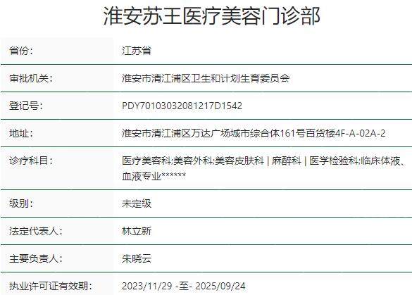 淮安苏王医疗美容门诊部资质