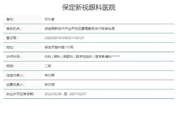 保定新视眼科医院正规靠谱吗