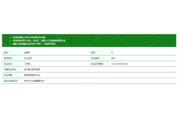 赵国凤医生资质正规
