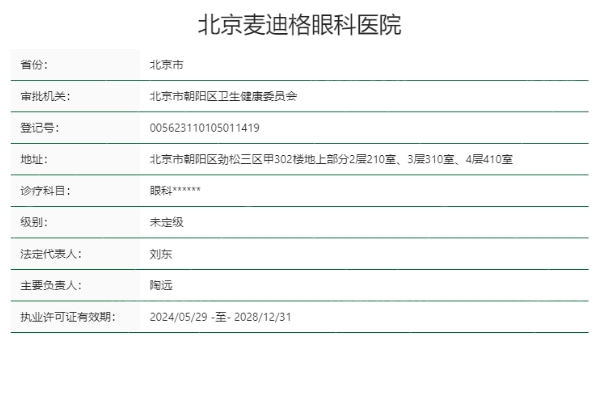 北京麦迪格眼科医院正规靠谱吗