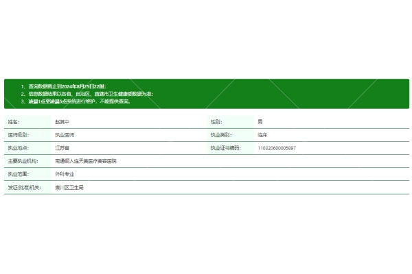 赵其中医生资质正规