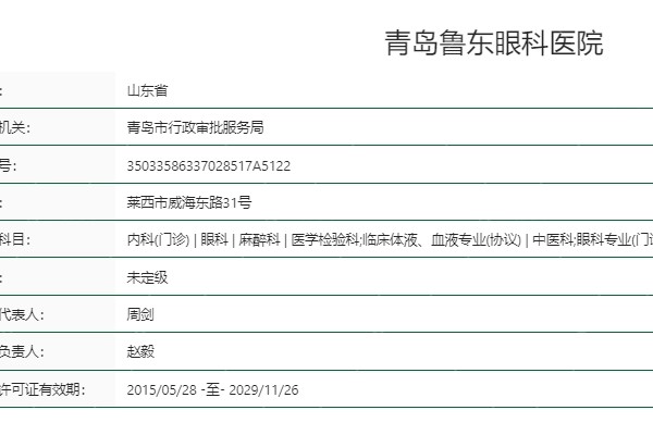 青岛鲁东眼科医院怎么样