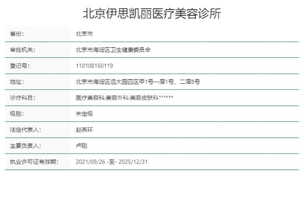 北京伊思凯丽医疗美容诊所正规靠谱吗