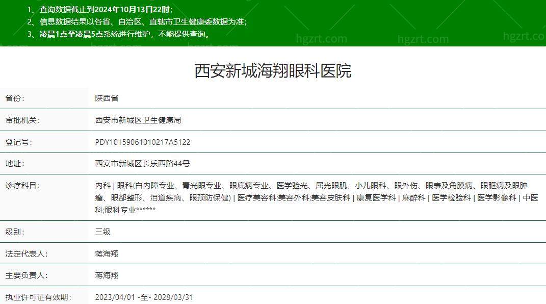 西安新城海翔眼科医院是正规医院吗