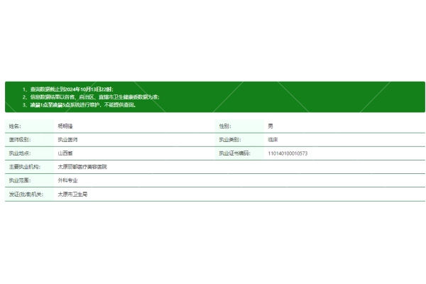 杨明锋医生资质正规