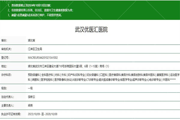 武汉优医汇医院正规资质查询