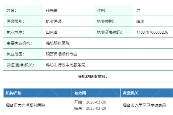 孙先勇医生是正规执业吗