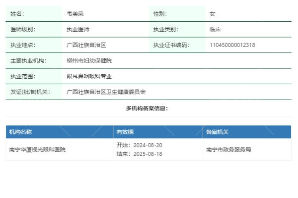 韦美荣医生是正规执业吗