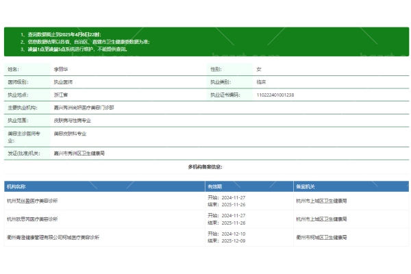 李丽华医生资质正规