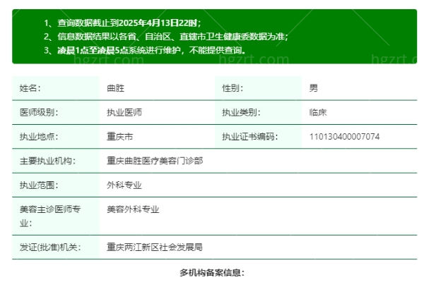 重庆曲胜医疗美容门诊部曲胜医生