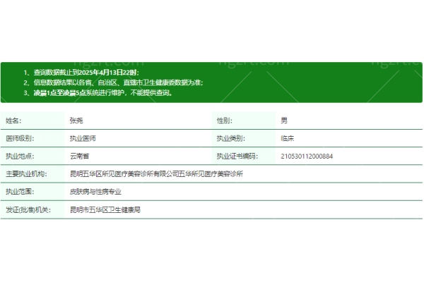 张尧医生资质正规