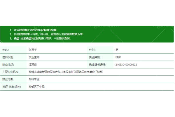 张石千医生资质正规