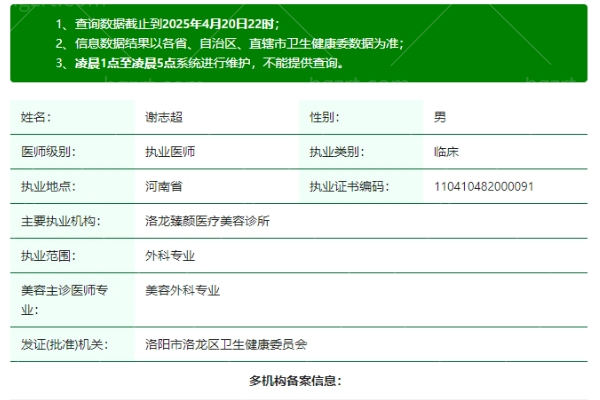 洛阳臻颜医疗美容诊所谢志超医生