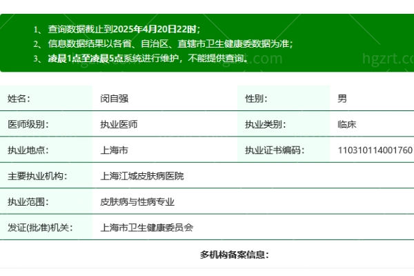 上海江城皮肤医院闵自强医生