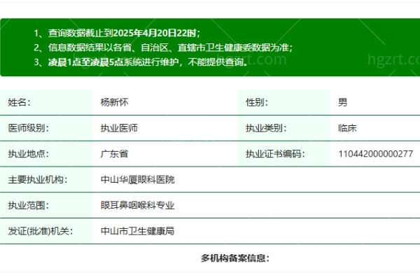 中山华厦眼科医院杨新怀医生