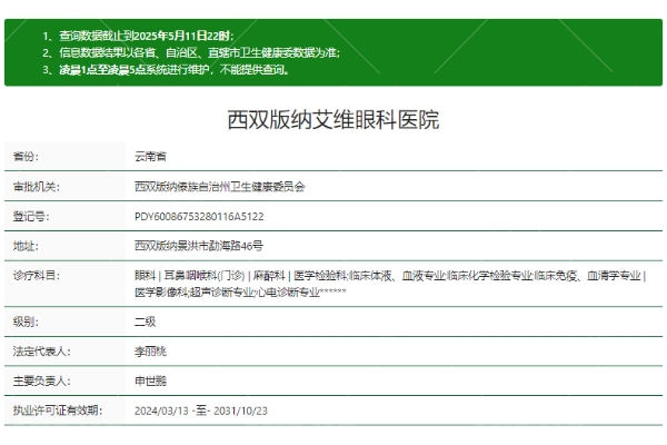 西双版纳艾维眼科医院正规吗