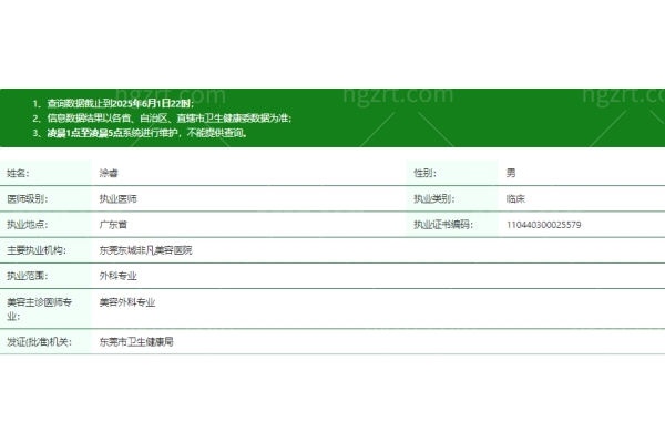 涂睿医生资质信息