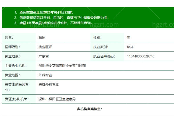 深圳艾瑞莎医疗美容门诊部杨恒医生