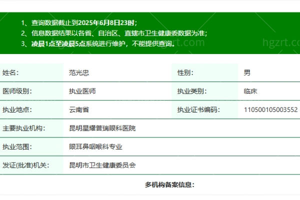 昆明普瑞眼科医院星耀店范光忠医生