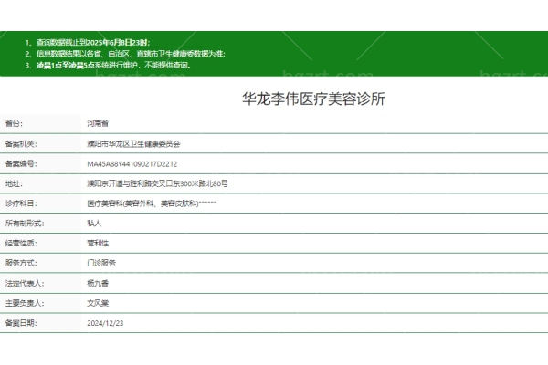 濮阳华龙李伟医疗美容诊所正规吗