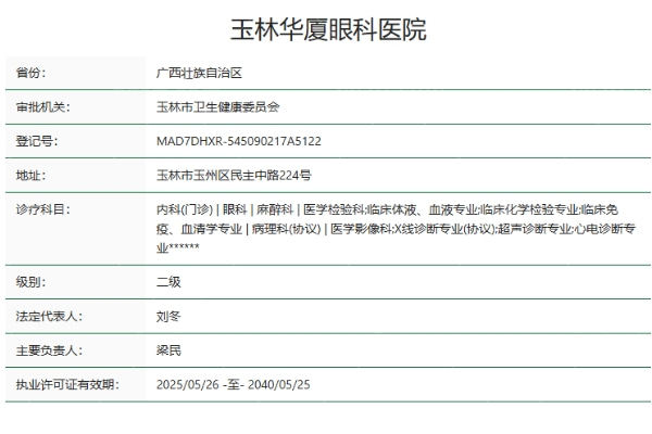 玉林华厦眼科医院怎么样