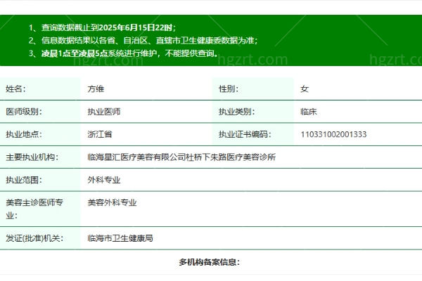 杭州萧山中瑞医疗美容诊所方维医生