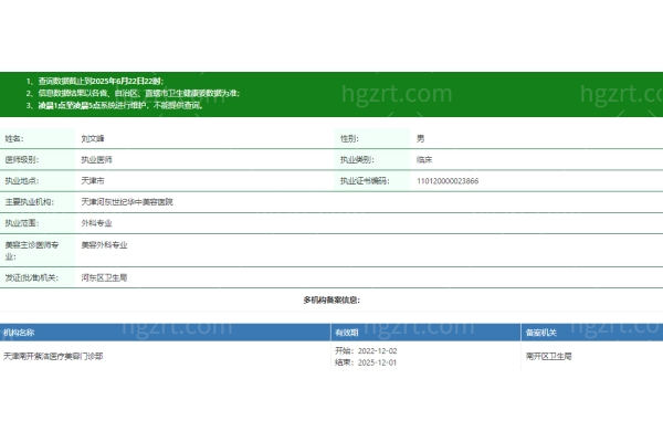 刘文峰医生资质信息